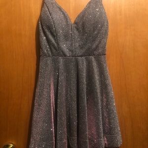 Purple Shimmering Skater Formal Dress